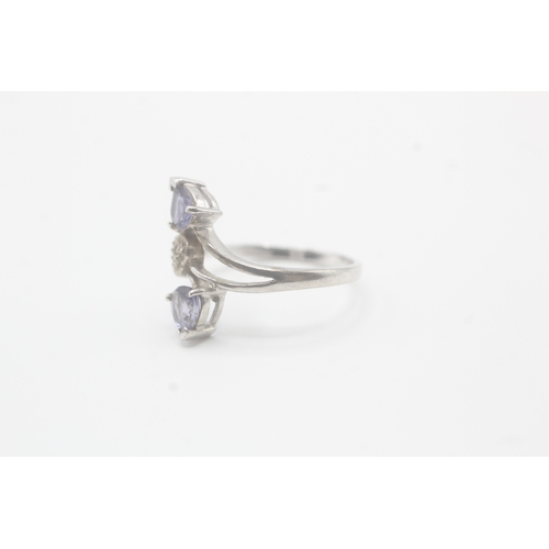 74 - 9ct gold diamond & iolite dress ring (2.6g) Size N