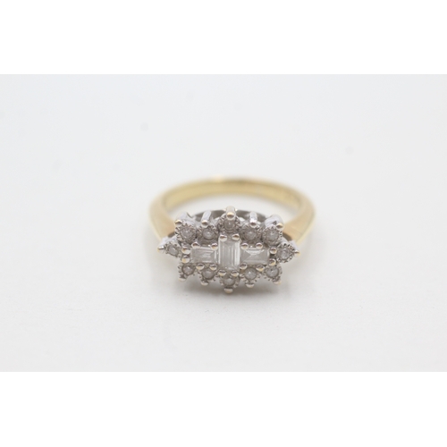 89 - 18ct gold and diamond cluster ring (4.7g) Size J 1/2