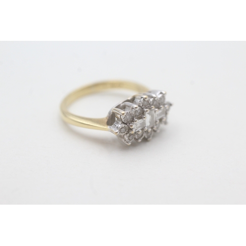 89 - 18ct gold and diamond cluster ring (4.7g) Size J 1/2