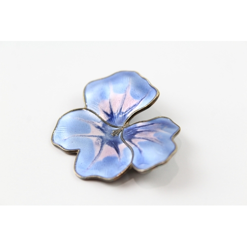 251 - David Andersen Sterling Silver Enamel Pansy Brooch 11g