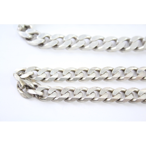 255 - Collection of Sterling Silver Flat Curb Link Bracelets x 2 54g