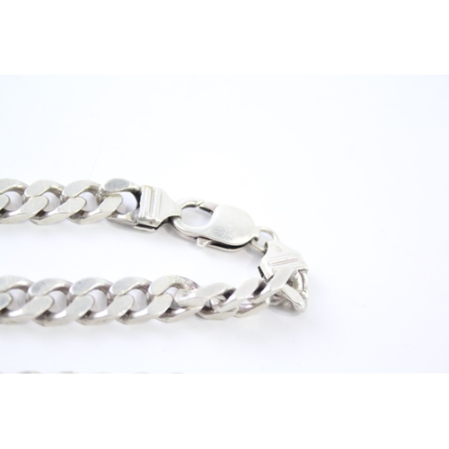 255 - Collection of Sterling Silver Flat Curb Link Bracelets x 2 54g