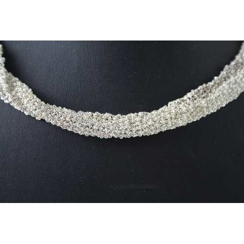 263 - Sterling Silver Woven Scarf Necklace 78g