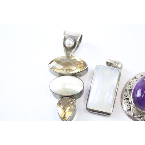 269 - Collection of Sterling Silver Gemstone Pendants inc. Moonstone, Amethyst x 5 71g