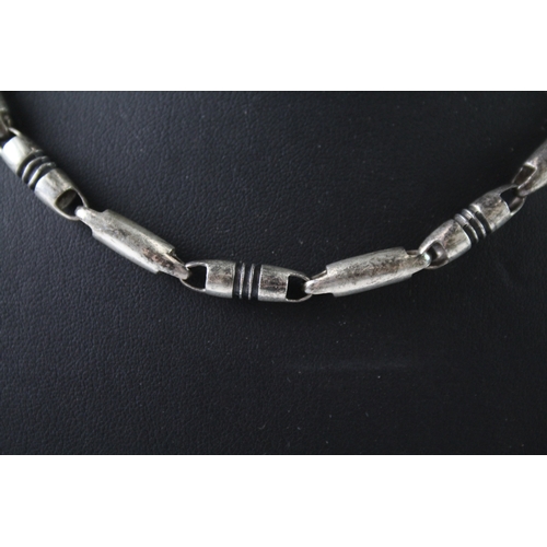 272 - Sterling Silver Barrel Bead Necklace 53g