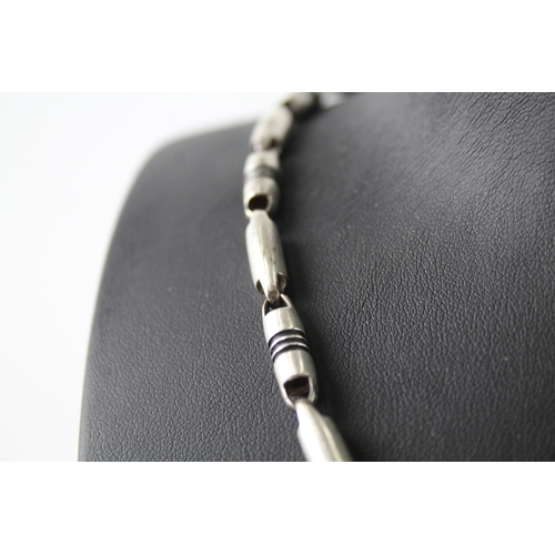 272 - Sterling Silver Barrel Bead Necklace 53g