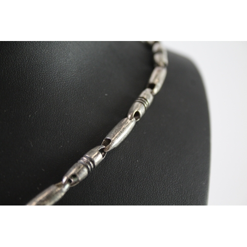 272 - Sterling Silver Barrel Bead Necklace 53g