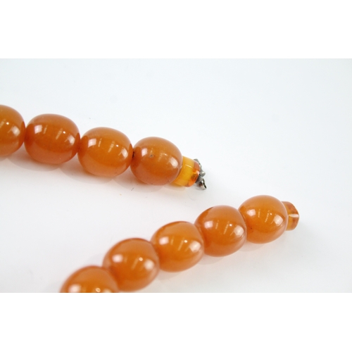 280 - Vintage Amber Beaded Necklace, Missing Clasp 77g