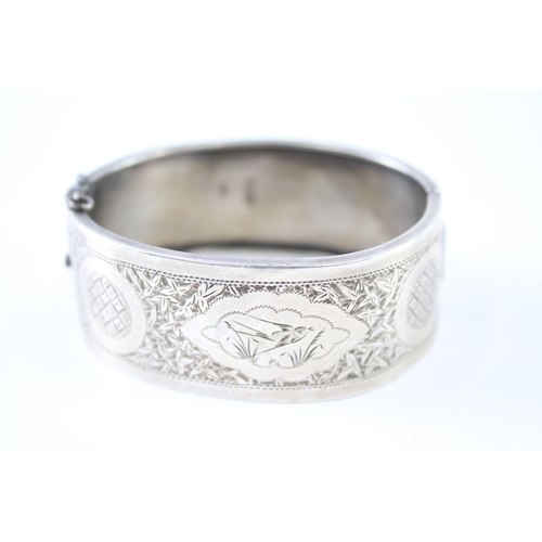 282 - Victorian Sterling Silver Bangle w/ Aesthetic Design 29g