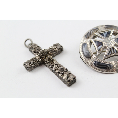 285 - Collection of Silver Antique Jewellery inc. Whistle, Cross, Insect x 4 21g