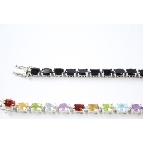 286 - Collection of Sterling Silver Gemstone Bracelets inc. Peridot, Topaz x 2 25g