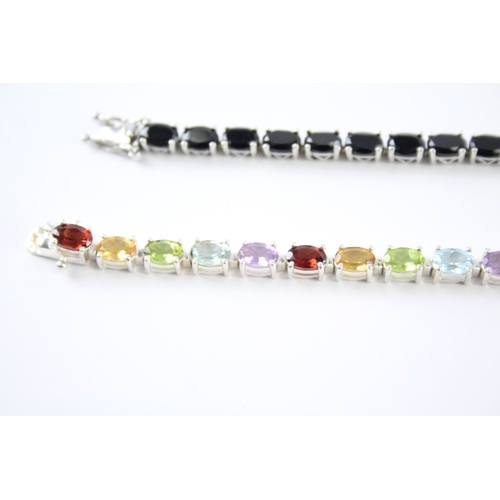 286 - Collection of Sterling Silver Gemstone Bracelets inc. Peridot, Topaz x 2 25g