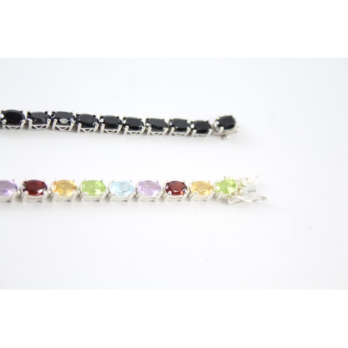 286 - Collection of Sterling Silver Gemstone Bracelets inc. Peridot, Topaz x 2 25g