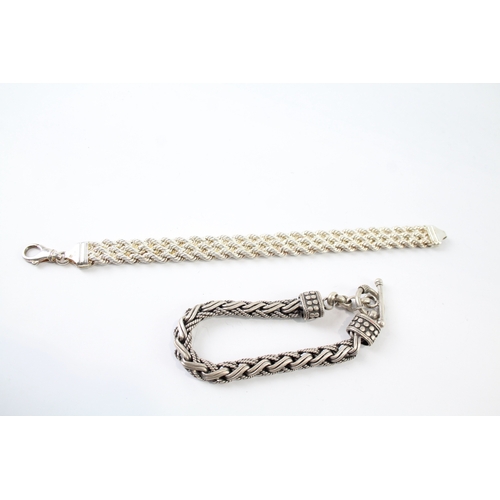 290 - Collection of Sterling Silver Chain Bracelets inc. Rope, Woven x 2 63g