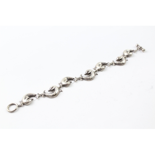 297 - Sterling Silver Dolphin Link Bracelet 43g