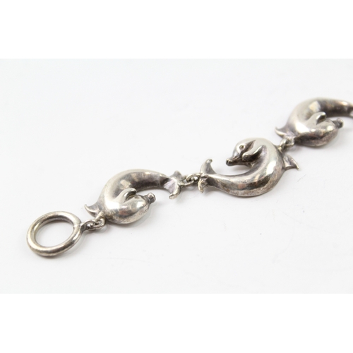 297 - Sterling Silver Dolphin Link Bracelet 43g