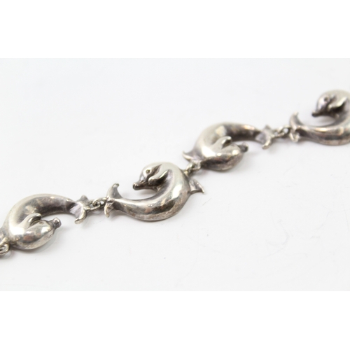 297 - Sterling Silver Dolphin Link Bracelet 43g