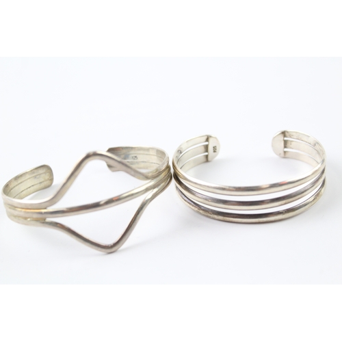 299 - Collection of Sterling Silver Bangles inc. Multirow, Modernist x 2 50g