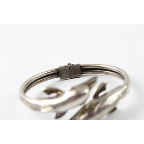 304 - Sterling Silver Dolphin Torque Bangle 40g