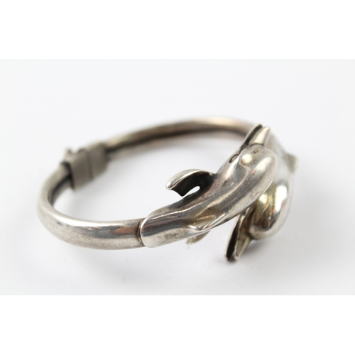 304 - Sterling Silver Dolphin Torque Bangle 40g