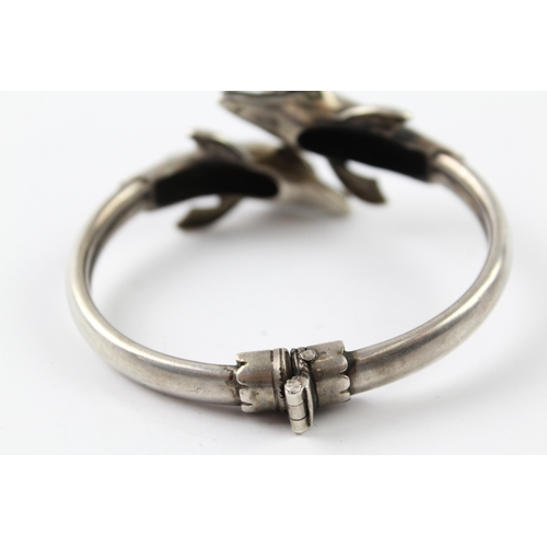 304 - Sterling Silver Dolphin Torque Bangle 40g