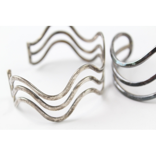 307 - Collection of Sterling Silver Bangles inc. Wave, Modernist, Cuff x 3 80g