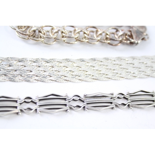 317 - Collection of Sterling Silver Bracelets inc. Plaited, Chainmaille x 3 60g