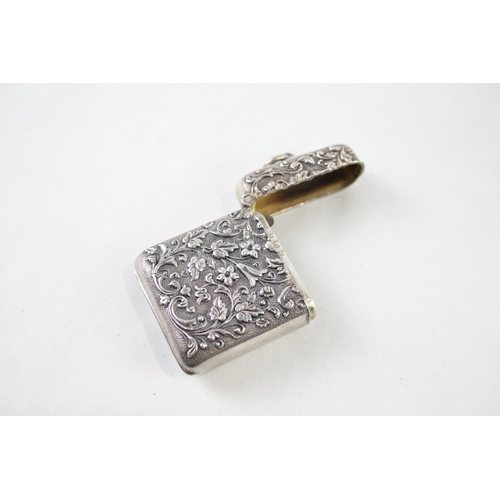 321 - Antique Edwardian 1902 Birmingham Sterling Silver Ornate Vesta / Match Case 35g