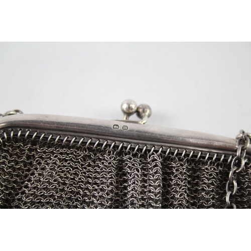 326 - Antique Hallmarked 1911 Birmingham Sterling Silver Ladies Chainmail Bag (106g)