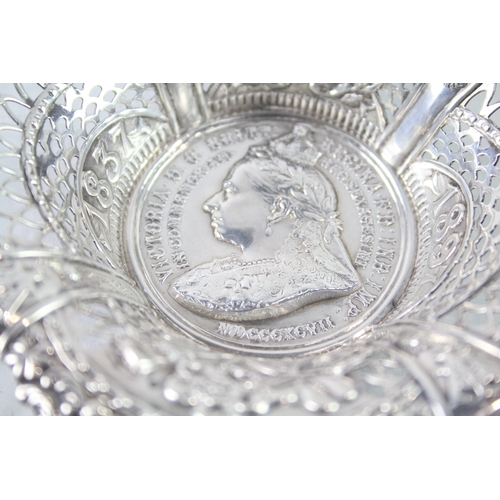 334 - Antique Victorian 1896 Birmingham Sterling Silver Commemorative Dish (59g)