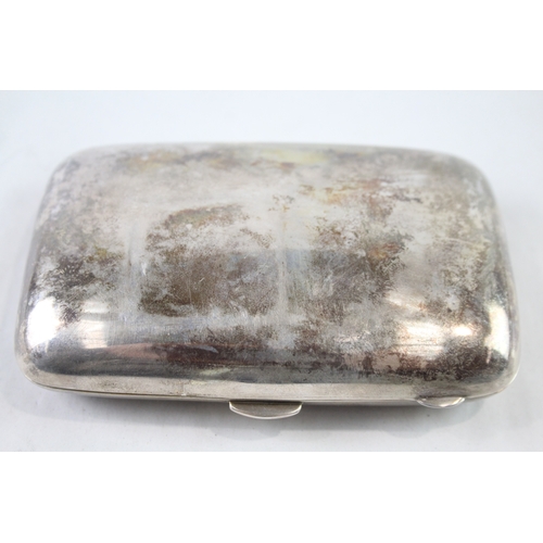 335 - Antique Hallmarked 1911 Birmingham Sterling Silver Curved Cigar Case Plain 133g