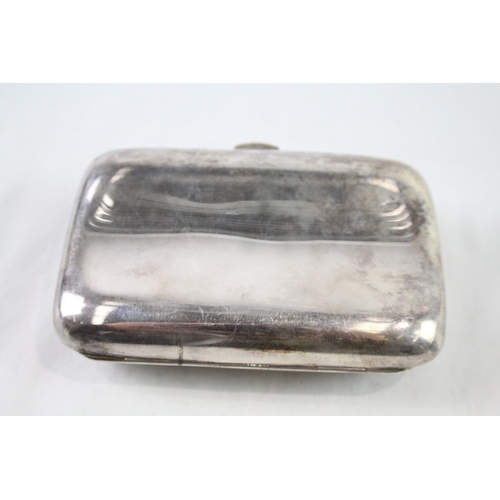 335 - Antique Hallmarked 1911 Birmingham Sterling Silver Curved Cigar Case Plain 133g