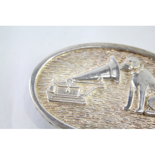 349 - Vintage 1995 Birmingham Sterling Silver HMV 'Nipper' Gents Belt Buckle (76g)