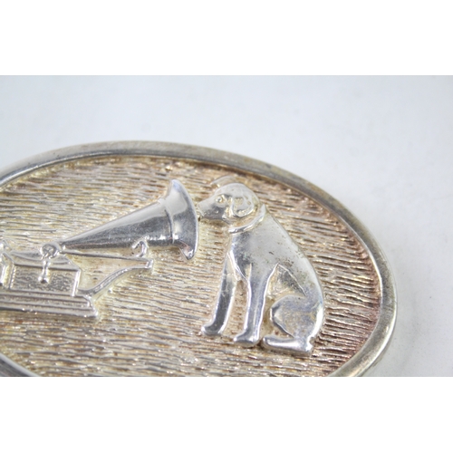 349 - Vintage 1995 Birmingham Sterling Silver HMV 'Nipper' Gents Belt Buckle (76g)