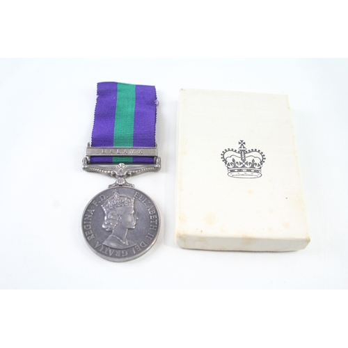 368 - Boxed ERII GSM Malaya Medal 22839622 Cfn B. Cartwright REME