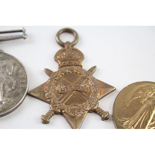 369 - WW1 1914-15 Star Medal Trio 2034 Pte G. Clayson E. Kent Regt x 3