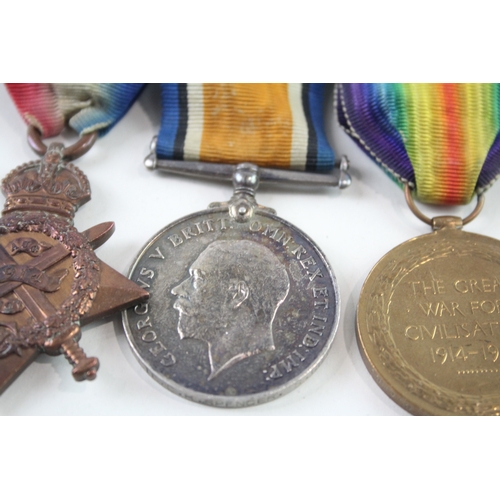 370 - WW1 Mounted 1914 Mons Star Medal Trio 5854 Pte C. H. Spencer Scots Guards