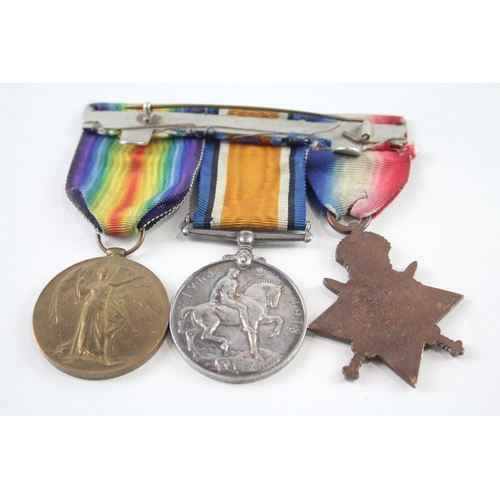 370 - WW1 Mounted 1914 Mons Star Medal Trio 5854 Pte C. H. Spencer Scots Guards