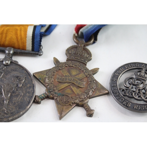 371 - WW1 1914-15 Star Medal Trio & Silver War Badge 12665 Pte R.W. Davy Yorks LI x 4