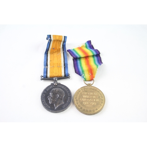 374 - WW1 Medal Pair 41844 Cpl W. Box Welsh Regt x 2