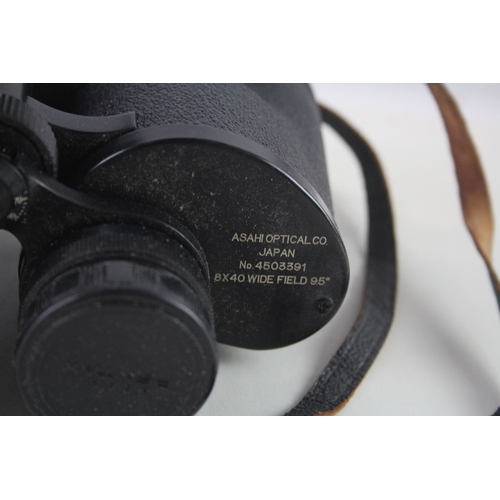 419 - Asahi Pentax 8x40 Wide Field 9.5° Binoculars Working w/ Original Case