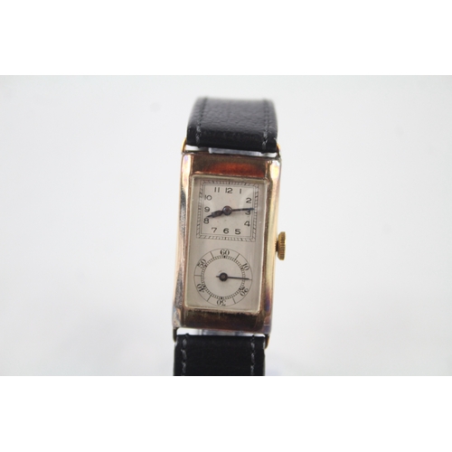 426 - Men's Vintage Rectangle Cased 9ct Gold Watch Hand-Wind WATCH RUNS