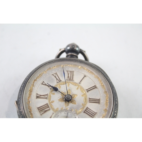 427 - Vintage 935 Decorated Silver Pocket Watch Key-Wind WATCH RUNS