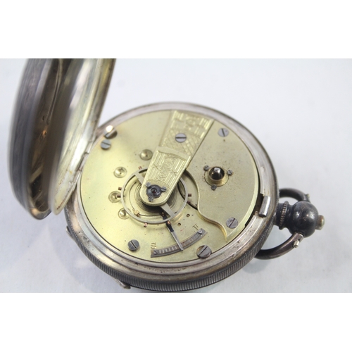 427 - Vintage 935 Decorated Silver Pocket Watch Key-Wind WATCH RUNS