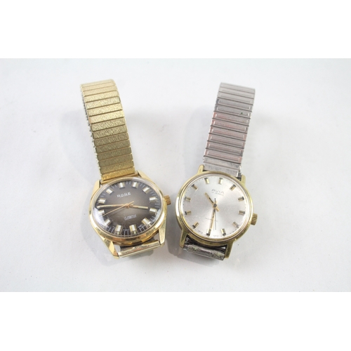 428 - Vintage Gold Tone Rone & Avia Watches Hand-Wind WATCH RUNS