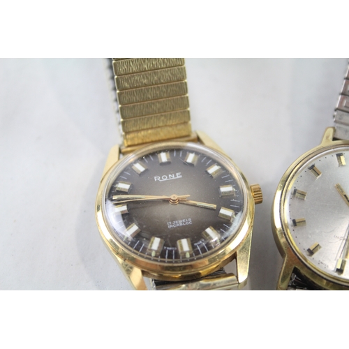 428 - Vintage Gold Tone Rone & Avia Watches Hand-Wind WATCH RUNS