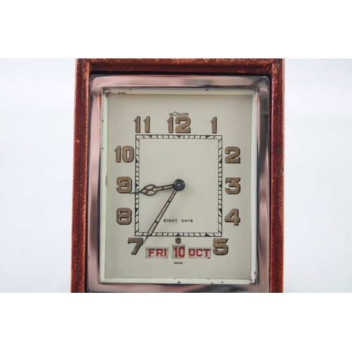 433 - Vintage Le-Coultre Travel Calendar Clock Hand-Wind WATCH RUNS