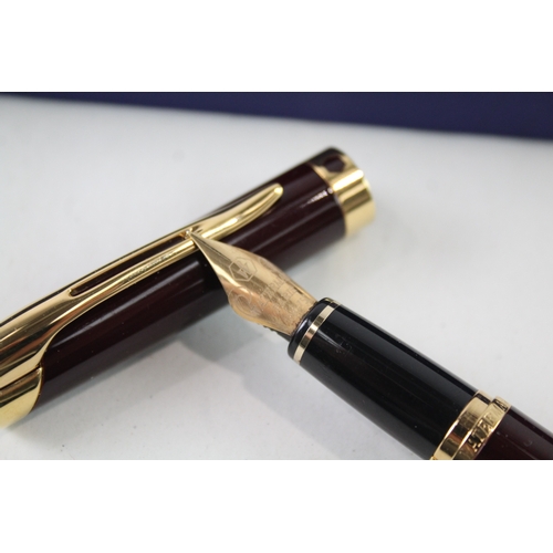 446 - Vintage Waterman 'Etalon Burgundy Lacquer Fountain Pen w/ 18ct Nib WRITING