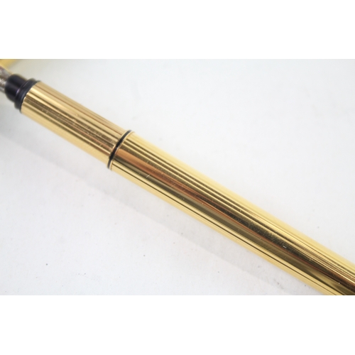 450 - Vintage Must De Cartier Gold Plated Cased Fountain Pen w/ 18ct Gold Nib WRITING