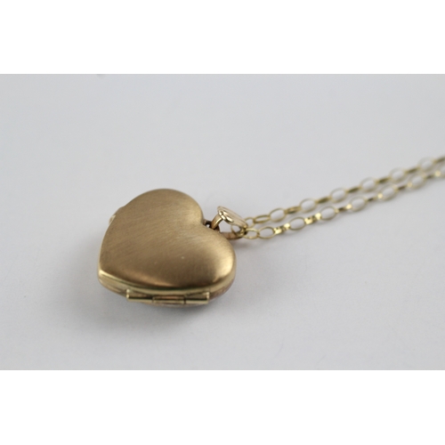 138 - 9ct gold diamond heart locket pendant on chain (3.7g)